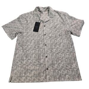 VRST Men’s Small Performance Resort Shirt White Silver Stamped Geo NWT